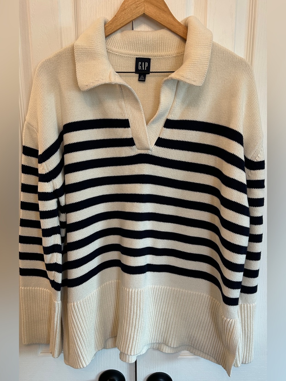 GAP 24/7 Split Hem Polo 100% Cotton Sweater L Tall EUC